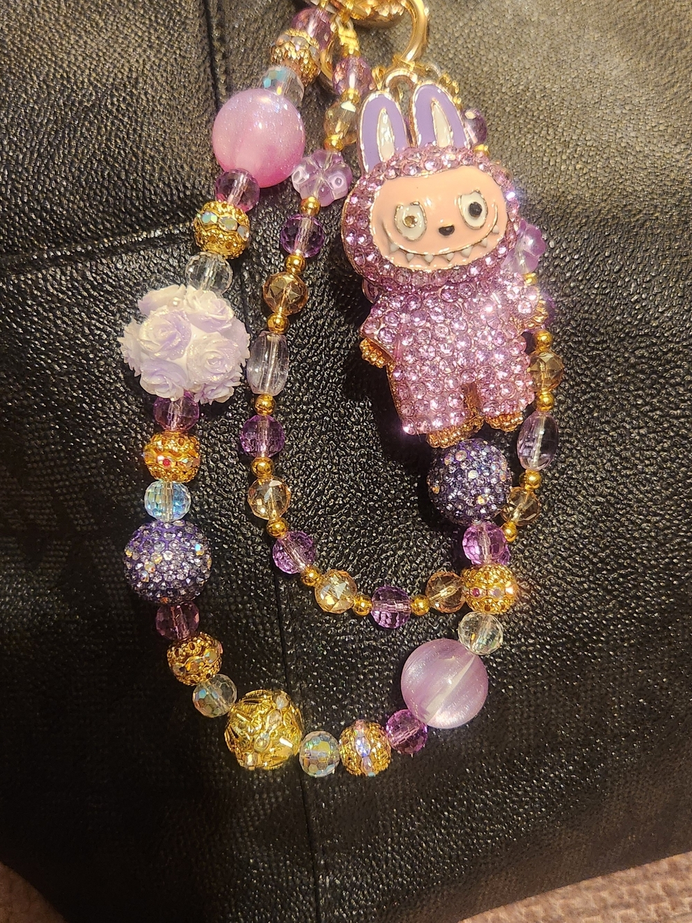 Sparkling Purple LaBubu Beaded  Keychain / Bag & Phone Charms